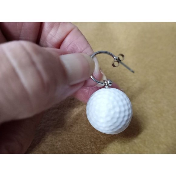 GolfBall Novalty Earrings 5 Pairs in Set Interchangable Golf Ball Charm Earrings - Picture 7 of 10